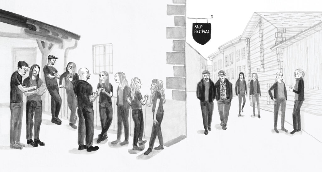 Team drawn by cartoonist Hélène Becquelin